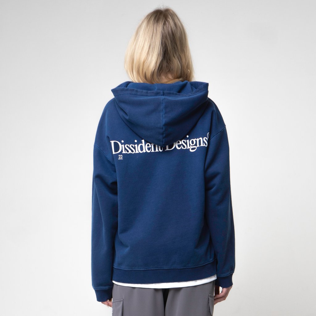 Dissident Brand DD22 Oversized Hoodie in Pigment Dyed Deep Blue