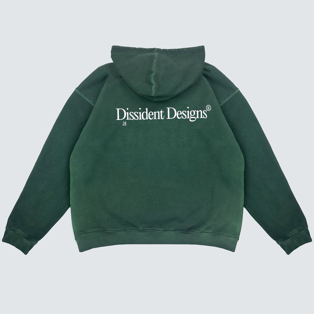 Dissident Brand DD24 Heavy Cotton Hoodie in DyedSwamp Green