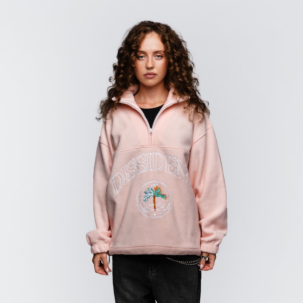 Dissident Brand DZ Fleece Half Zip in Light Pink